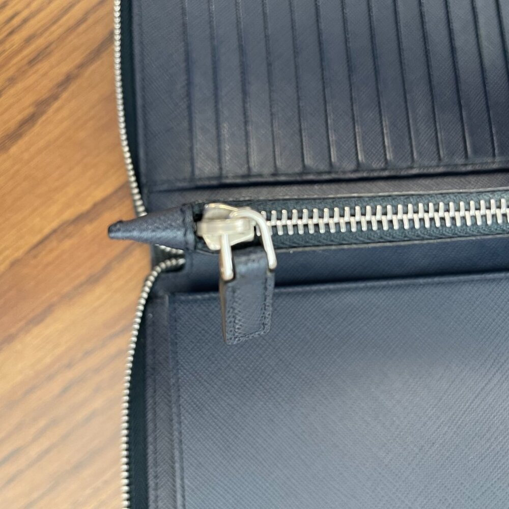 Prada Navy Saffiano Leather Long Travel Organizer Wallet - Preowned - Picture 5 of 15